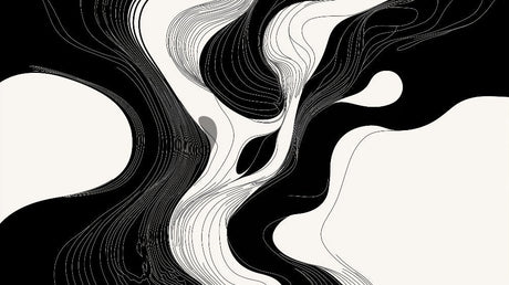 Black and white abstract wallpaper design file showing fluid line pattern