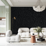 Modern office space featuring black crocodile pattern wallpaper