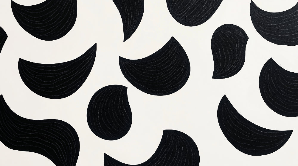 Black curved shapes on white background design file showing intricate pattern detail