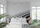 Dining room showcasing Abstract Line Wallpaper with dramatic lighting effects