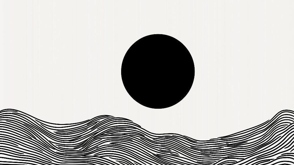 Black sun with wave lines design file showing intricate pattern details and flowing movement