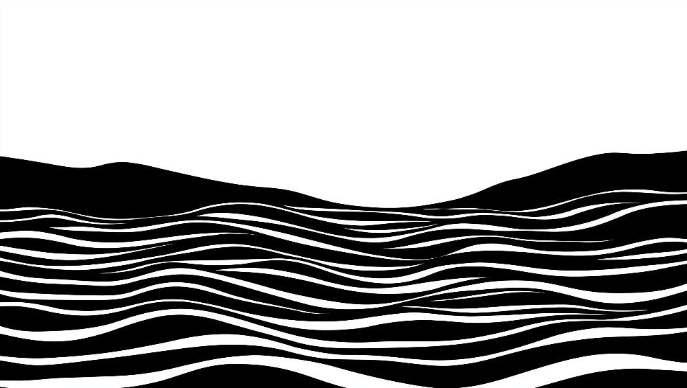 Abstract black wave pattern wallpaper design file showing flowing lines and striking contrast