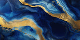 Design file of blue and gold marble wallpaper showing intricate wave patterns and metallic accents