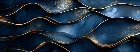 Blue and gold wave pattern design file showing intricate details and metallic effects