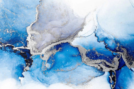 Abstract blue and silver marble wallpaper design file showing intricate pattern detail