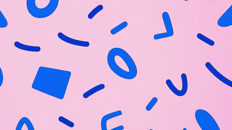 Abstract geometric wallpaper design file showing blue shapes on pink background pattern