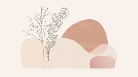 Botanical line art wallpaper design file showing delicate curves and natural shapes in terracotta tones