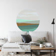 Abstract Coastal Wallpaper creating a serene atmosphere in a modern living room with natural light