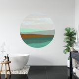 Modern Abstract Wall Mural showcasing circular patterns in a home office space