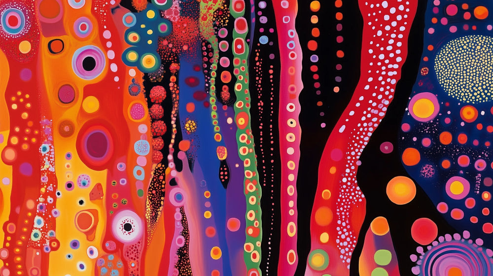 Abstract wallpaper design file showing cosmic circles and waves pattern in vibrant colors