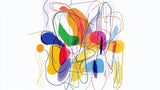 Colorful abstract line art design file showing flowing shapes and vibrant color palette