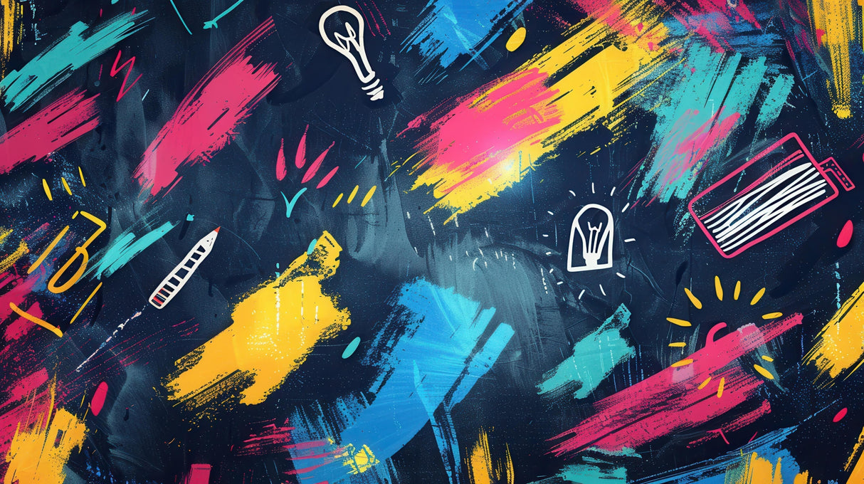 Abstract urban art wallpaper design file showing light bulb pattern and color details