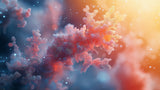 Design file: Abstract coral and ocean hues wallpaper pattern with flowing clouds and gentle color transitions