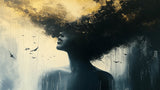Black silhouette with golden sky design file showing intricate abstract pattern details