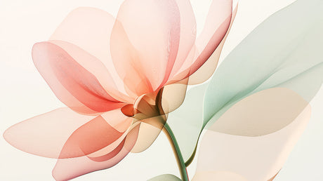 Pink and mint abstract floral wallpaper design file showing delicate petal patterns and soft color transitions