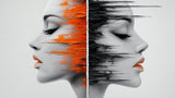 Abstract Mural Wallpaper | Dual Portrait Orange and Black Art