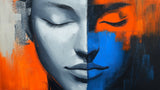 Abstract Mural Wallpaper | Dual-Tone Face Portrait