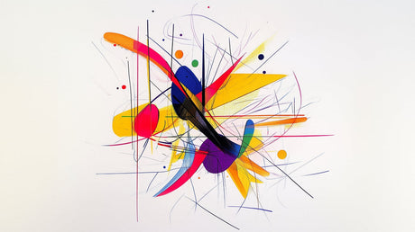 Abstract wallpaper design file showing dynamic color explosion pattern with flowing shapes and bold hues
