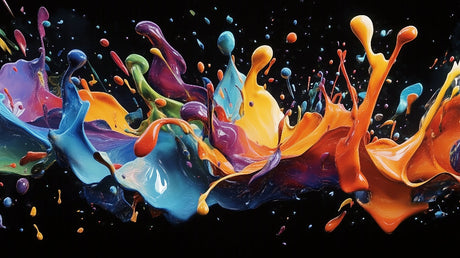 Abstract paint splash design file showing vibrant color bursts on dark background