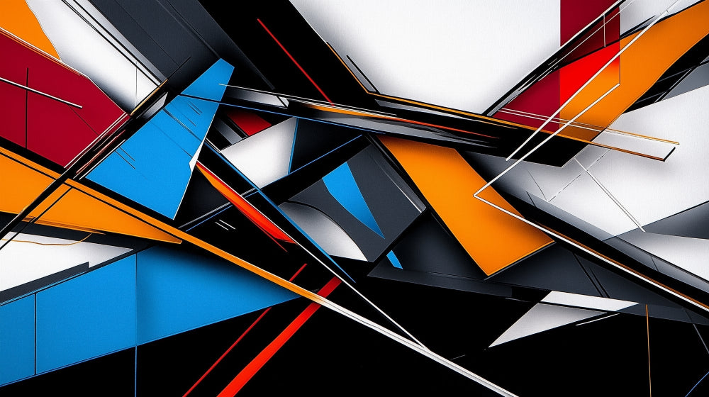 Abstract Geometric Pattern design file showing detailed blue and orange angular shapes