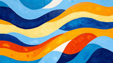 Abstract wave wallpaper design file showing dynamic pattern of blue and orange curves