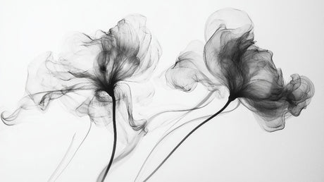 Black smoke flower wallpaper design file showing flowing abstract floral pattern