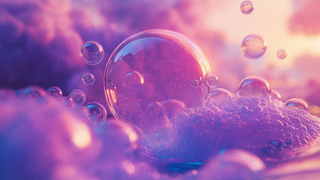 Abstract purple bubble wallpaper design file showing detailed iridescent spheres pattern