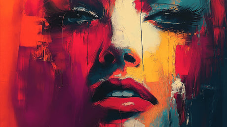 Abstract portrait wallpaper design file showing vibrant color palette and artistic brushstrokes