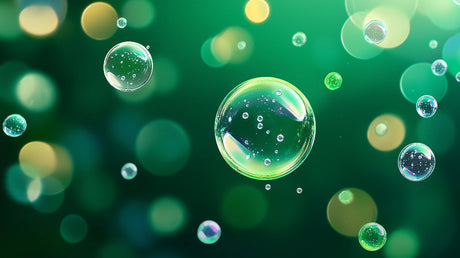 Emerald green floating bubbles wallpaper design file showing intricate bubble pattern and crystalline details