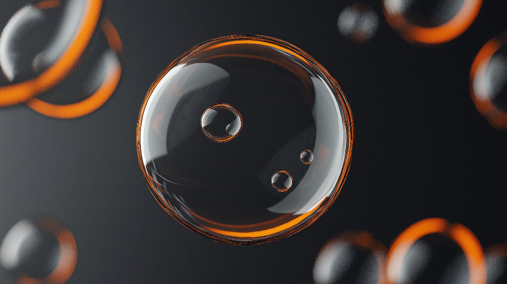 Abstract floating glass bubbles wallpaper design file showing orange glowing spheres pattern