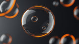 Abstract floating glass bubbles wallpaper design file showing orange glowing spheres pattern