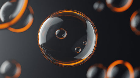 Abstract floating glass bubbles wallpaper design file showing orange glowing spheres pattern