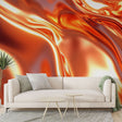 Copper abstract wallpaper creating a stunning metallic effect in a modern living room with natural lighting