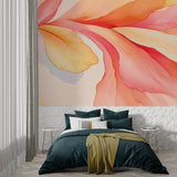 Contemporary hallway transformed with flowing abstract wallpaper design