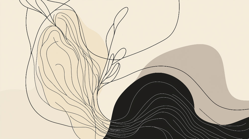 Black and beige abstract flowing lines design file showing the complete pattern