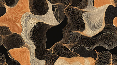 Abstract fluid lines design file showing intricate black and gold pattern detail