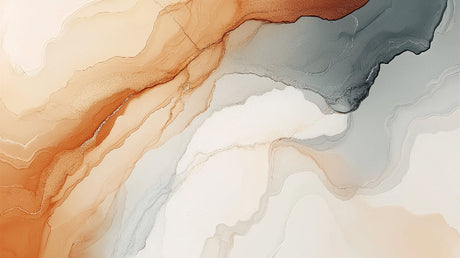 Abstract fluid art wallpaper design file showing organic terracotta and grey flowing patterns