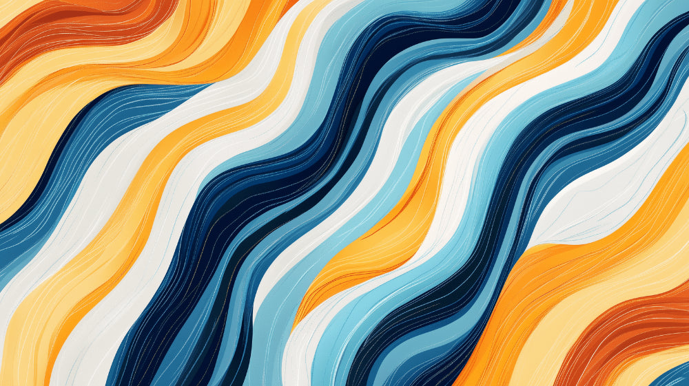 Abstract fluid wave design file showing detailed blue and orange pattern