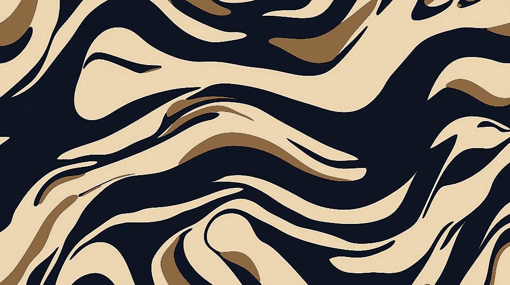 Abstract wave pattern design file showing fluid black and beige curves