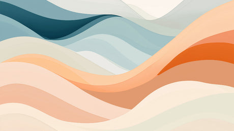 Abstract wave pattern design file showing fluid motion of ocean blue and terracotta colors