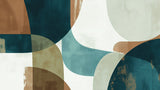 Geometric curved pattern design file showing teal, turquoise, and copper abstract shapes on cream background