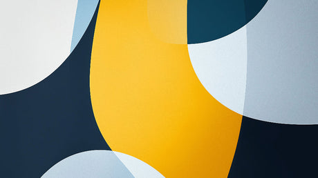 Abstract geometric wallpaper design file showing curved yellow and navy pattern on white background
