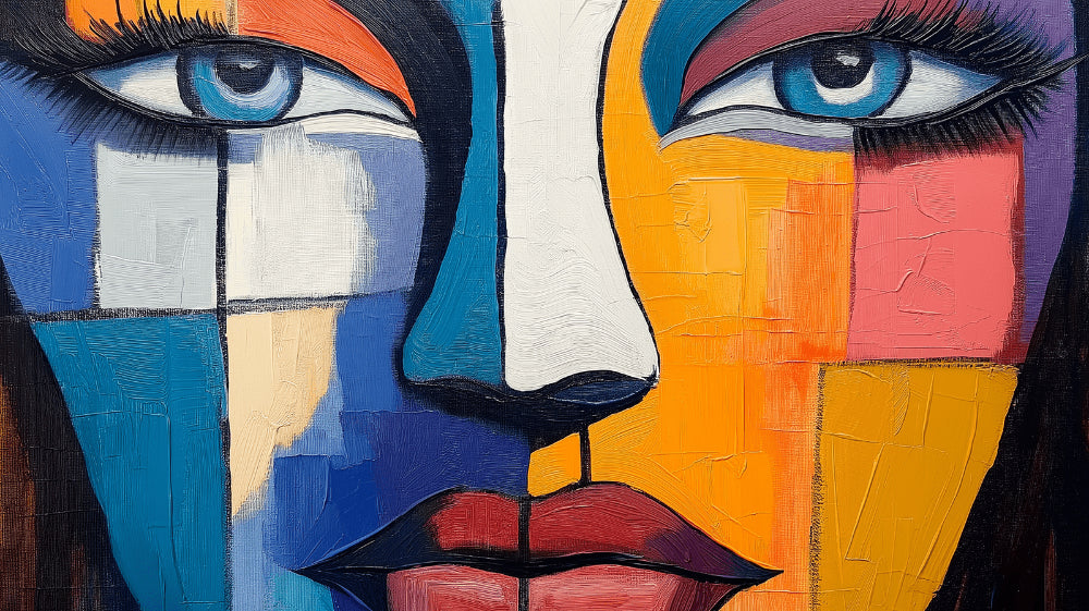 Abstract Geometric Face design file showing intricate color blocking and artistic shapes
