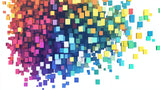 Geometric floating squares design file showing vibrant color spectrum pattern on white background