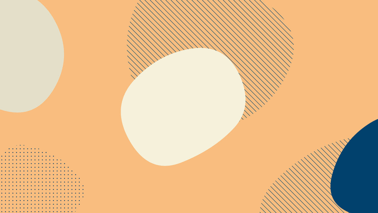 Geometric abstract wallpaper design file showing floating circles and lines pattern in peach and navy