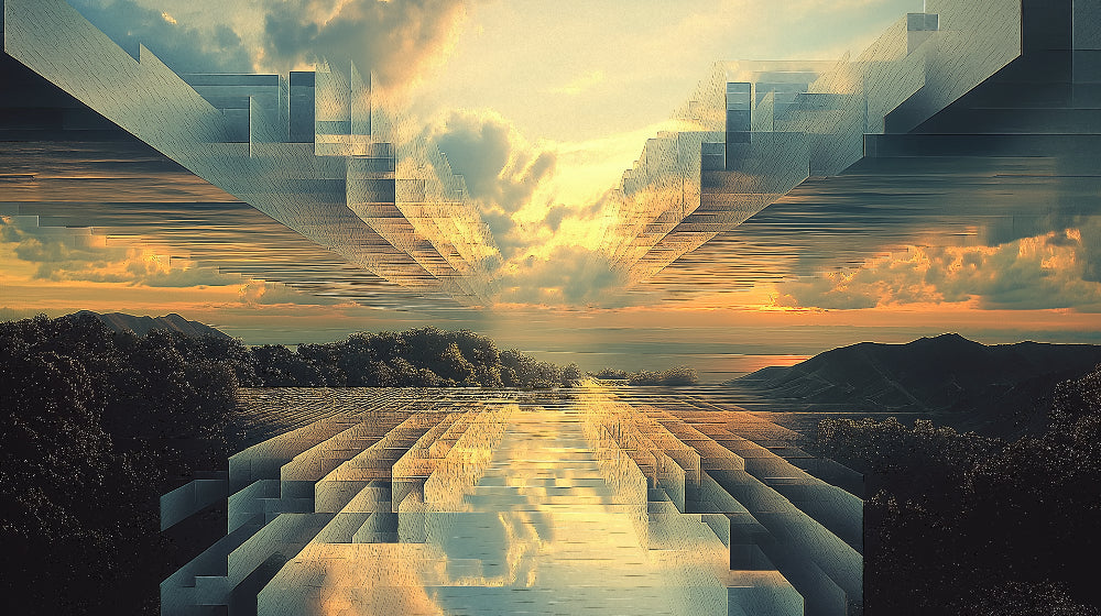 Abstract Geometric Sunset Wallpaper design file showing intricate pattern and color transitions