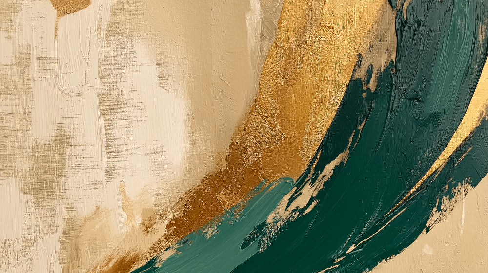 Gold and emerald abstract brushstroke design file showing detailed pattern and texture