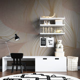 Geometric line pattern wallpaper making a statement in a dining room