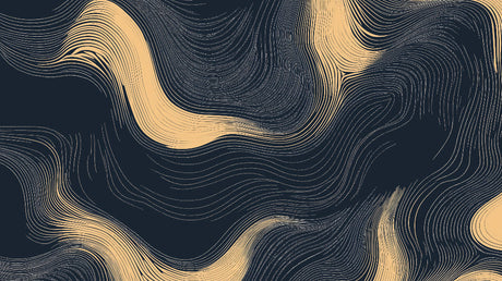 Gold wave abstract wallpaper creating a luxurious atmosphere in a modern living room with navy blue accents