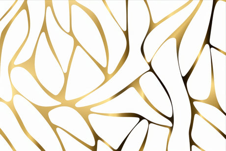 Design file showing full abstract art deco pattern with golden geometric details on white background